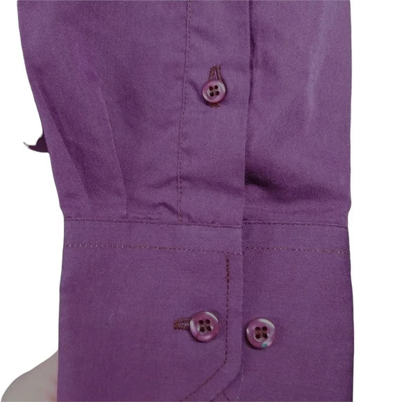 President Stone Work Office Business Dress Shirt, Eggplant Purple,  M - Picture 5 of 10